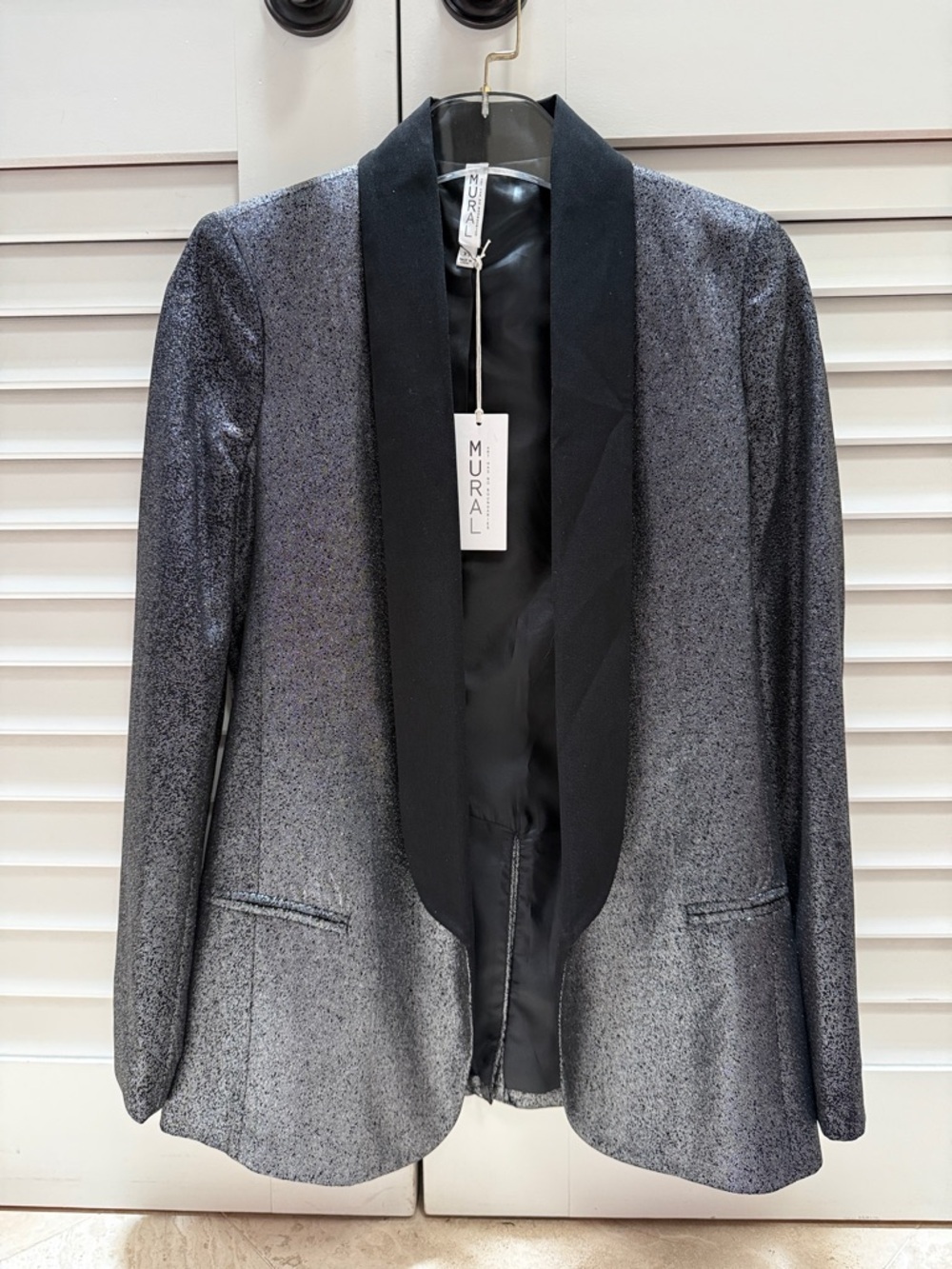 Mural Silver-Gray Blazer with Black Shawl Collar size XS